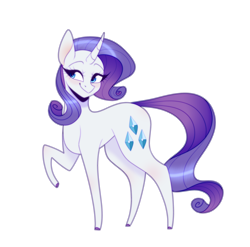 Size: 3102x3065 | Tagged: safe, artist:tuzz-arts, artist:tuzzarts, rarity, pony, unicorn, g4, colored hooves, cute, female, high res, mare, raised hoof, raribetes, simple background, smiling, solo, transparent background, white outline