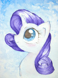 Size: 3024x4032 | Tagged: safe, artist:papersurgery, rarity, pony, unicorn, g4, bust, female, looking up, smiling, solo, traditional art, watercolor painting