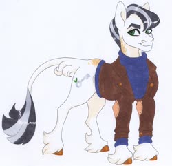Size: 3069x2956 | Tagged: safe, artist:frozensoulpony, oc, oc only, oc:ivory alloys, earth pony, pony, high res, male, offspring, parent:maud pie, parent:mud briar, parents:maudbriar, solo, stallion, traditional art