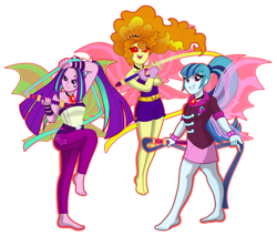 Size: 1920x1633 | Tagged: safe, artist:limedazzle, adagio dazzle, aria blaze, sonata dusk, equestria girls, g4, my little pony equestria girls: rainbow rocks, alecto, armpits, bare shoulders, barefoot, clothes, crossover, feet, female, fin wings, furies, gem, glowing eyes, hades (game), legs, megaera, red eyes, show accurate, simple background, siren gem, sleeveless, strapless, the dazzlings, tisiphone, transparent background, trio, whip, wings