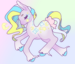 Size: 1280x1094 | Tagged: safe, artist:ask-tic-tac-toe, pillow talk (g1), pony, g1, g4, bow, female, g1 to g4, generation leap, solo, tail bow