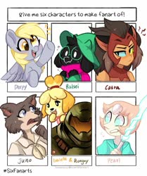 Size: 1005x1200 | Tagged: safe, artist:oofycolorful, derpy hooves, dog, gem (race), pegasus, pony, wolf, g4, animal crossing, beastars, catra, crossover, deltarune, doom, doom eternal, doom guy, female, gem, isabelle, juno (beastars), male, mare, meme, pearl, pearl (steven universe), ralsei, she-ra and the princesses of power, six fanarts, spear, steven universe, weapon