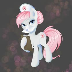 Size: 1024x1024 | Tagged: safe, artist:yuntaoxd, nurse redheart, earth pony, pony, g4, clipboard, female, mare, n99, ppe, respirator, solo