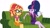 Size: 1202x665 | Tagged: safe, artist:sarahalen, sci-twi, sunset shimmer, twilight sparkle, equestria girls, g4, my little pony equestria girls: better together, my little pony equestria girls: choose your own ending, text support, text support: sunset shimmer, alternate hairstyle, alternate universe, belt, bowtie, clothes, clothes swap, coffee mug, couch, cutie mark, cutie mark on clothes, duo, female, glasses, jacket, legs, lidded eyes, mug, ponytail, role reversal, shirt, sitting, skirt, talking