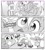 Size: 1850x2050 | Tagged: safe, seven seas, cranky doodle donkey, derpy hooves, pinkie pie, pegasus, pony, a friend in deed, g4, my little pony: the manga, my little pony: the manga volume 2, cropped, female, male, mare, micro, monochrome