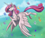 Size: 1200x1000 | Tagged: safe, artist:sunny way, princess cadance, oc, oc only, oc:bleeding heart, alicorn, butterfly, fly, insect, pony, g4, beautiful, cloud, cloudy, cute, cutedance, feather, female, flying, grass, horn, nightmare cadance, nightmarified, sly, smiling, solo, spring, sternocleidomastoid, wings