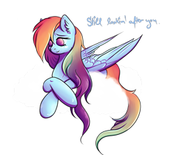 Size: 3758x3353 | Tagged: safe, artist:coco-drillo, rainbow dash, pegasus, pony, g4, alternate hairstyle, cloud, colorful, comparison, draw this again, ear fluff, female, high res, long mane, lying down, redraw, simple background, solo, transparent background