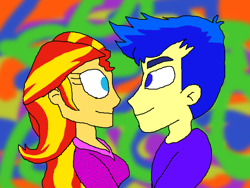 Size: 2000x1500 | Tagged: safe, edit, editor:ktd1993, flash sentry, sunset shimmer, equestria girls, g4, 1000 hours in ms paint, digital art, female, male, ship:flashimmer, shipping, straight