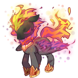 Size: 500x500 | Tagged: safe, artist:ad-opt, oc, oc only, pegasus, pony, glowing eyes, hoof shoes, mane of fire, pegasus oc, peytral, red eyes, simple background, solo, transparent background, wings
