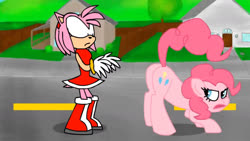 Size: 1280x720 | Tagged: safe, artist:animatedjames, pinkie pie, earth pony, pony, g4, amy rose, balloonbutt, butt, buttcheeks, face down ass up, female, mare, plot, raised tail, sonic the hedgehog (series), tail