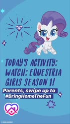 Size: 1080x1920 | Tagged: safe, rarity, pony, unicorn, equestria girls, g4, g4.5, my little pony equestria girls: better together, my little pony: pony life, official, bringhomethefun, coronavirus, covid-19, female, instagram story, not the end of equestria girls, solo, text