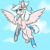 Size: 800x800 | Tagged: safe, artist:lavvythejackalope, oc, oc only, oc:little bit, pegasus, pony, amputee, bandage, bow, cloud, female, flying, mare, prosthetic limb, prosthetics, solo, tail bow