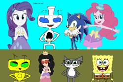Size: 2346x1556 | Tagged: safe, artist:benfanrobot2000, artist:ketrin29, artist:sonicsuperstar1991, artist:user15432, pinkie pie, rarity, oc, oc:aaliyah, human, robot, equestria girls, g4, 1000 hours in ms paint, aaliyah, amulet, b.e.n, b.e.n.2, barely eqg related, base used, beau skunky, cake, chef's hat, clothes, crossover, crossover shipping, crown, dress, fall formal outfits, female, food, hat, heart eyes, jewelry, male, necklace, pinkiebob, rarisonic, regalia, shipping, sonic the hedgehog, sonic the hedgehog (series), spongebob squarepants, spongebob squarepants (character), straight, wingding eyes
