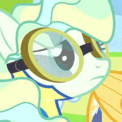 Size: 370x370 | Tagged: safe, screencap, mountain haze, vapor trail, pegasus, pony, g4, top bolt, animated, annoyed, clothes, cropped, cute, female, gif, goggles, male, mare, reversed, sneer, solo focus, stallion, unamused, uniform, vapor trail is not amused, wonderbolt trainee uniform