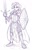 Size: 471x744 | Tagged: safe, artist:sorcerushorserus, rarity, human, g4, armor, fantasy class, female, humanized, knight, monochrome, paladin, shield, simple background, sketch, solo, sword, warrior, weapon, white background