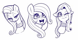 Size: 1008x525 | Tagged: safe, artist:sorcerushorserus, fluttershy, pegasus, pony, g4, black and white, bust, choker, chokershy, cute, female, floppy ears, grayscale, heart eyes, lineart, mare, monochrome, neck rings, one eye closed, shyabetes, simple background, solo, white background, wingding eyes, wink