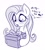 Size: 666x736 | Tagged: safe, artist:sorcerushorserus, fluttershy, pegasus, pony, g4, blushing, bust, cute, female, grayscale, hoof hold, mare, monochrome, present, shyabetes, simple background, solo, white background