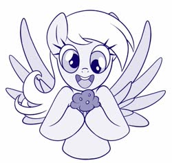 Size: 629x596 | Tagged: safe, artist:sorcerushorserus, derpy hooves, pegasus, pony, g4, female, food, happy, mare, muffin, simple background, solo, white background