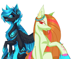 Size: 1920x1585 | Tagged: safe, artist:lumii-i, artist:redheartponiesfan, oc, oc only, oc:astrum, oc:messy beauty, earth pony, pegasus, pony, female, mare, simple background, transparent background