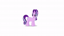 Size: 1280x720 | Tagged: safe, artist:hyper dash, starlight glimmer, pony, unicorn, g4, animated, female, hashtag, long glimmer, long pony, meme, no context, no sound, not salmon, simple background, solo, wat, webm, white background