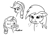 Size: 1754x1240 | Tagged: safe, artist:mkogwheel, applejack, rainbow dash, rarity, pony, g4, monochrome, silly, silly pony, simple background, snorting, tongue out, white background, who's a silly pony