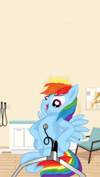Size: 576x1024 | Tagged: safe, artist:brightenight-heart, rainbow dash, pegasus, pony, g4, cardiophilia, chest, doctor, female, fetish, heart, heartbeat, listening, looking down, solo, stethoscope