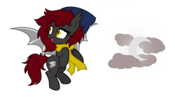 Size: 1024x571 | Tagged: safe, artist:sapphiretwinkle, oc, oc only, oc:mystic shadow, bat pony, pony, bat pony oc, bat wings, beanie, clothes, cutie mark, female, hat, mare, scarf, simple background, solo, transparent background, wings