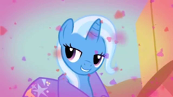 Size: 1280x720 | Tagged: safe, edit, edited screencap, screencap, trixie, boast busters, g4, heart, lidded eyes, smiling