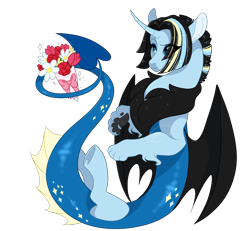 Size: 2700x2500 | Tagged: safe, artist:gigason, oc, oc only, draconequus, hybrid, female, flower, high res, interspecies offspring, offspring, parent:discord, parent:trixie, parents:trixcord, simple background, solo, transparent background