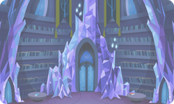 Size: 954x572 | Tagged: safe, gameloft, g4, background, book, bookshelf, crystal, indoors, library, no pony, resource, table, twilight's castle, twilight's castle library