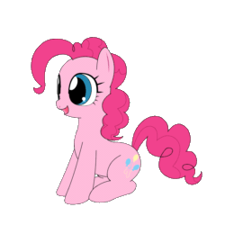 Size: 1000x1000 | Tagged: safe, artist:hoyeechun, pinkie pie, earth pony, pony, g4, animated, cute, diapinkes, female, mare, open mouth, simple background, sitting, solo, tail wag, transparent background