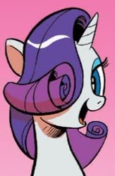 Size: 203x311 | Tagged: safe, artist:andy price, idw, rarity, pony, unicorn, g4, siege of the crystal empire, spoiler:comic36, comic panel, cropped, cute, female, hair over one eye, raribetes, solo