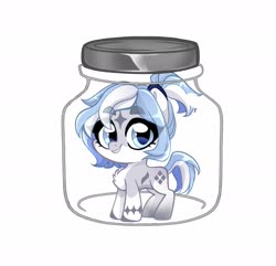 Size: 1800x1736 | Tagged: safe, alternate version, artist:techycutie, oc, oc only, earth pony, pony, earth pony oc, female, jar, mare, simple background, smiling, solo, white background, ych result