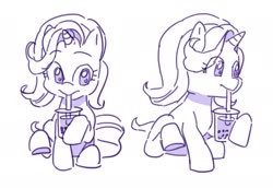 Size: 2048x1408 | Tagged: dead source, safe, artist:chapaghettii, starlight glimmer, pony, unicorn, g4, bubble tea, drink, drinking, drinking straw, female, solo
