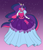 Size: 2850x3300 | Tagged: safe, artist:toughset, princess celestia, sci-twi, twilight sparkle, alicorn, anthro, g4, alicornified, clothes, dress, equestria girls outfit, ethereal mane, female, fusion, gloves, gown, high res, impossibly large dress, mare, older, older sci-twi, older twilight, poofy shoulders, race swap, solo, twilight sparkle (alicorn), wingless, wingless alicorn, wingless anthro