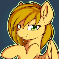 Size: 1000x1000 | Tagged: safe, artist:theparagon, oc, oc only, oc:caramel drop, pegasus, pony, female, mare, seductive look, simple background, solo