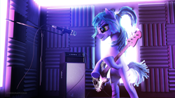 Size: 3840x2160 | Tagged: safe, artist:etherium-apex, oc, oc only, pony, zebra, bass guitar, high res, male, microphone, musical instrument, solo