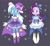 Size: 1940x1789 | Tagged: dead source, safe, artist:chapaghettii, starlight glimmer, trixie, equestria girls, g4, aikatsu!, clothes, dress, duo, female, smiling