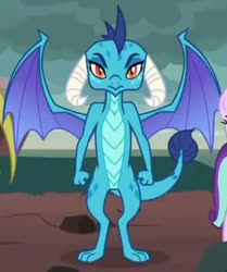 Size: 599x717 | Tagged: safe, edit, edited screencap, screencap, princess ember, dragon, celestial advice, g4, cropped, female, looking at you, solo, spread wings, wings