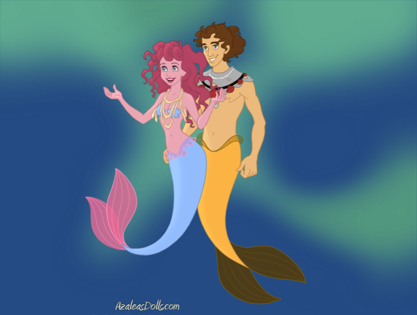 2316151 - safe, artist:azaleasdolls, editor:jdueler11, discord, fluttershy,  mermaid, merman, turtle, g4, bare shoulders, blushing, female, fin wings,  fins, male, mermaid maker, mermaid tail, mermaidized, mermanized,  ship:discoshy, shipping, species