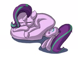 Size: 2048x1536 | Tagged: safe, artist:ponwave, starlight glimmer, pony, unicorn, g4, eyes closed, female, long glimmer, long pony, lying down, meme, sleeping, solo