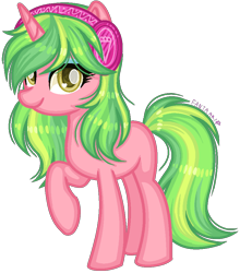 Size: 834x948 | Tagged: safe, artist:fantarianna, lemon zest, pony, unicorn, equestria girls, g4, equestria girls ponified, female, headphones, looking at you, mare, ponified, simple background, solo, transparent background
