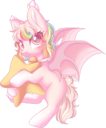 Size: 1280x1546 | Tagged: safe, artist:mxnxii, oc, oc only, oc:puffle, bat pony, pony, bat pony oc, bat wings, female, mare, simple background, solo, stars, transparent background, wings