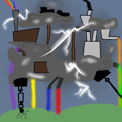 Size: 1000x1000 | Tagged: safe, artist:gotharts, derpibooru exclusive, cloudsdale, creepy, factory, location, pipes, pollution, storm, weather