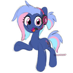 Size: 1455x1455 | Tagged: safe, artist:dawnfire, oc, oc only, oc:bit rate, earth pony, pony, female, headset, looking at you, mascot, ponyfest, sketch