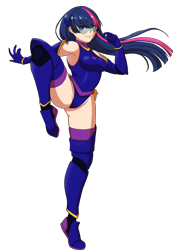 Size: 2480x3508 | Tagged: safe, artist:thejarhamu, twilight sparkle, human, g4, anime, armpits, boots, clothes, high res, humanized, leotard, magic gaia, shoes, simple background, socks, superhero, thigh boots, thigh highs, transparent background