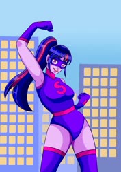 Size: 1280x1811 | Tagged: safe, artist:marydibujando, sci-twi, twilight sparkle, human, equestria girls, g4, armpits, boots, clothes, leotard, sci-titan, shoes, superhero, thigh boots