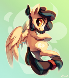 Size: 1860x2090 | Tagged: safe, artist:kaleido-art, oc, oc only, oc:beet, pegasus, pony, curly hair, curly mane, flying, freckles, male, pegasus oc, signature, smiling, solo, spread wings, stallion, sunlight, underhoof, wings