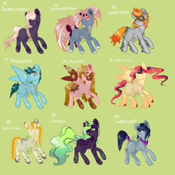 Size: 1200x1200 | Tagged: safe, artist:lavvythejackalope, oc, oc only, earth pony, pegasus, pony, unicorn, zebra, zebracorn, :p, base used, colored hooves, dreadlocks, earth pony oc, ethereal mane, freckles, goggles, hair over one eye, hoof fluff, horn, jewelry, necklace, pearl necklace, pegasus oc, skull, smiling, starry mane, tongue out, unicorn oc, wings