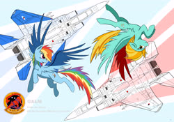 Size: 5468x3825 | Tagged: safe, artist:lth935, lightning dust, rainbow dash, pegasus, pony, g4, ace combat, ace combat zero, cipher, emblem, f-15 eagle, female, fighter plane, mare, pixy, solo wing pixy, ustio